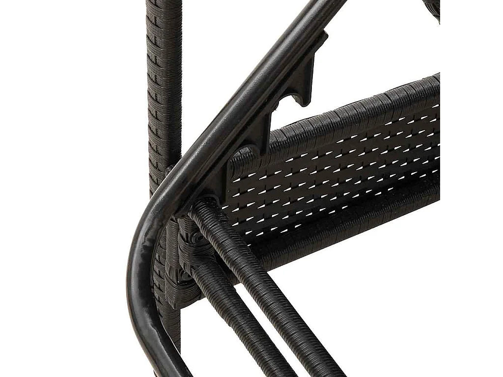 Transat noir avec coussin, 63 x 200 x 81 cm, en rotin synthétique