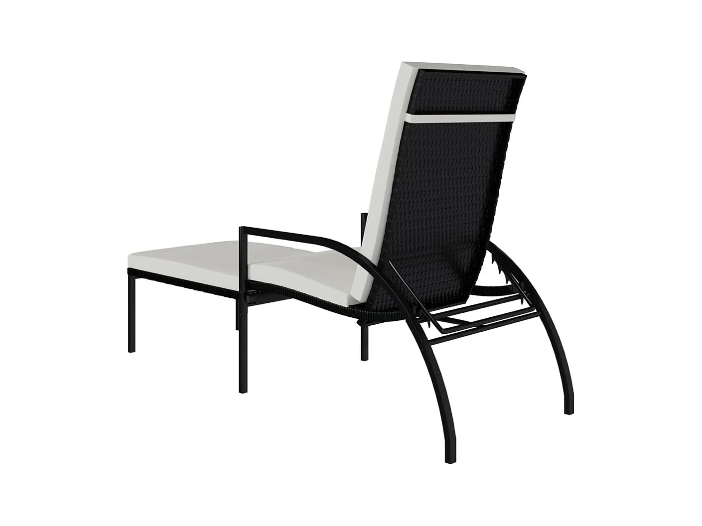 Loungestoel met voetenbankje Zwart gevlochten hars