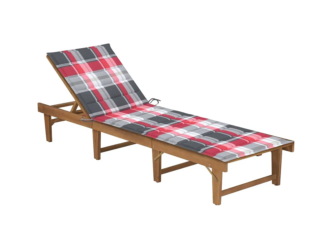Chaise longue pliable avec coussin Bois d'acacia solide