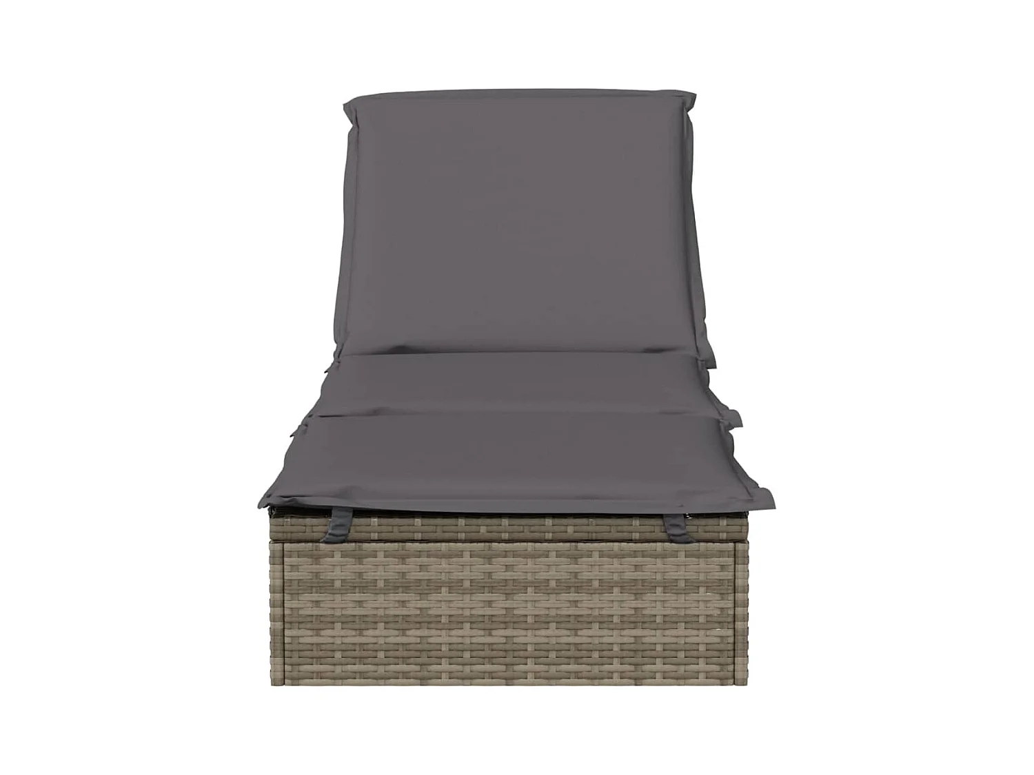 chaise longue con cojín gris 201x55x62cm resina tejida