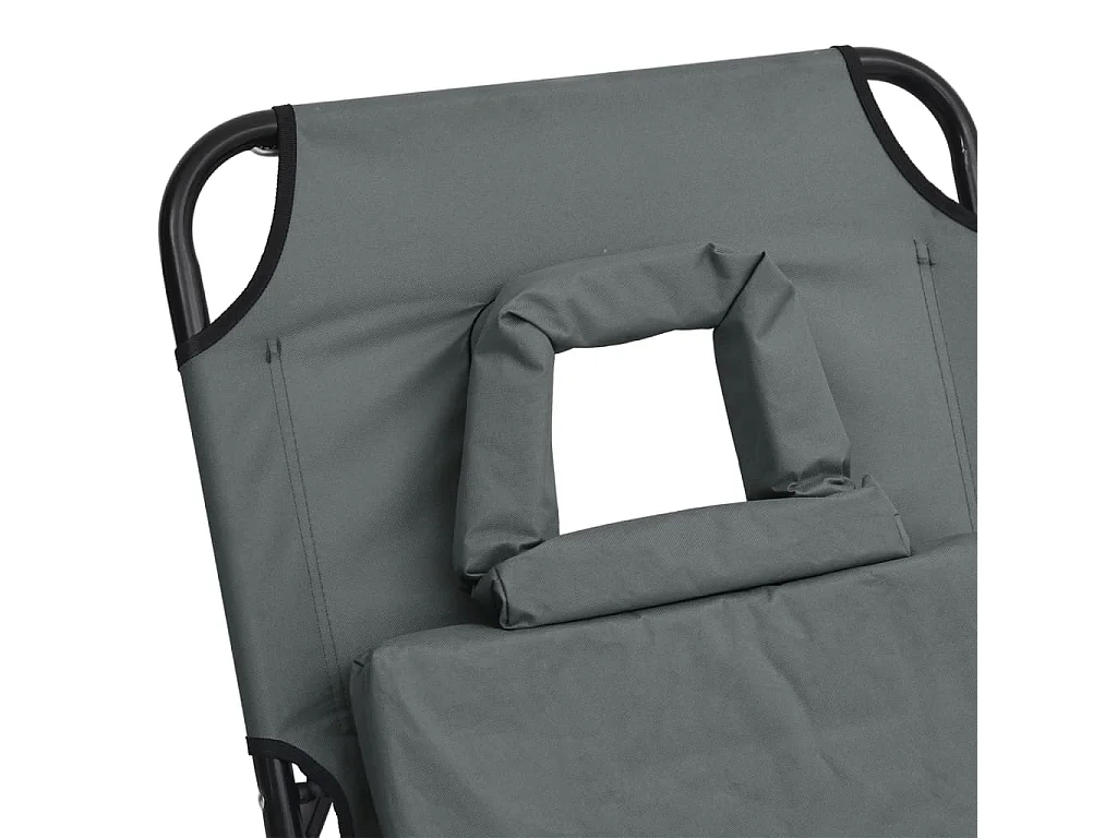 Opvouwbare loungestoel grijs oxford stof gepoedercoat staal