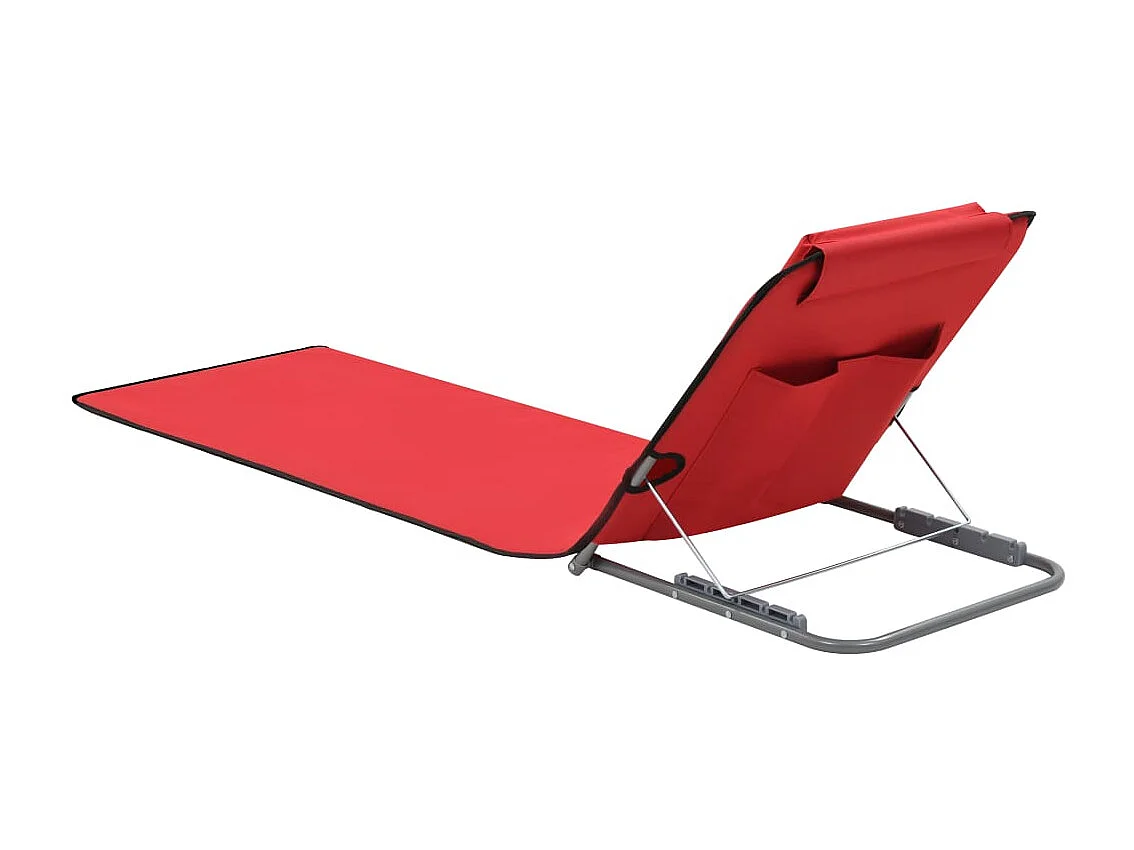 Tapis de plage pliables 2 pcs Acier et tissu Rouge