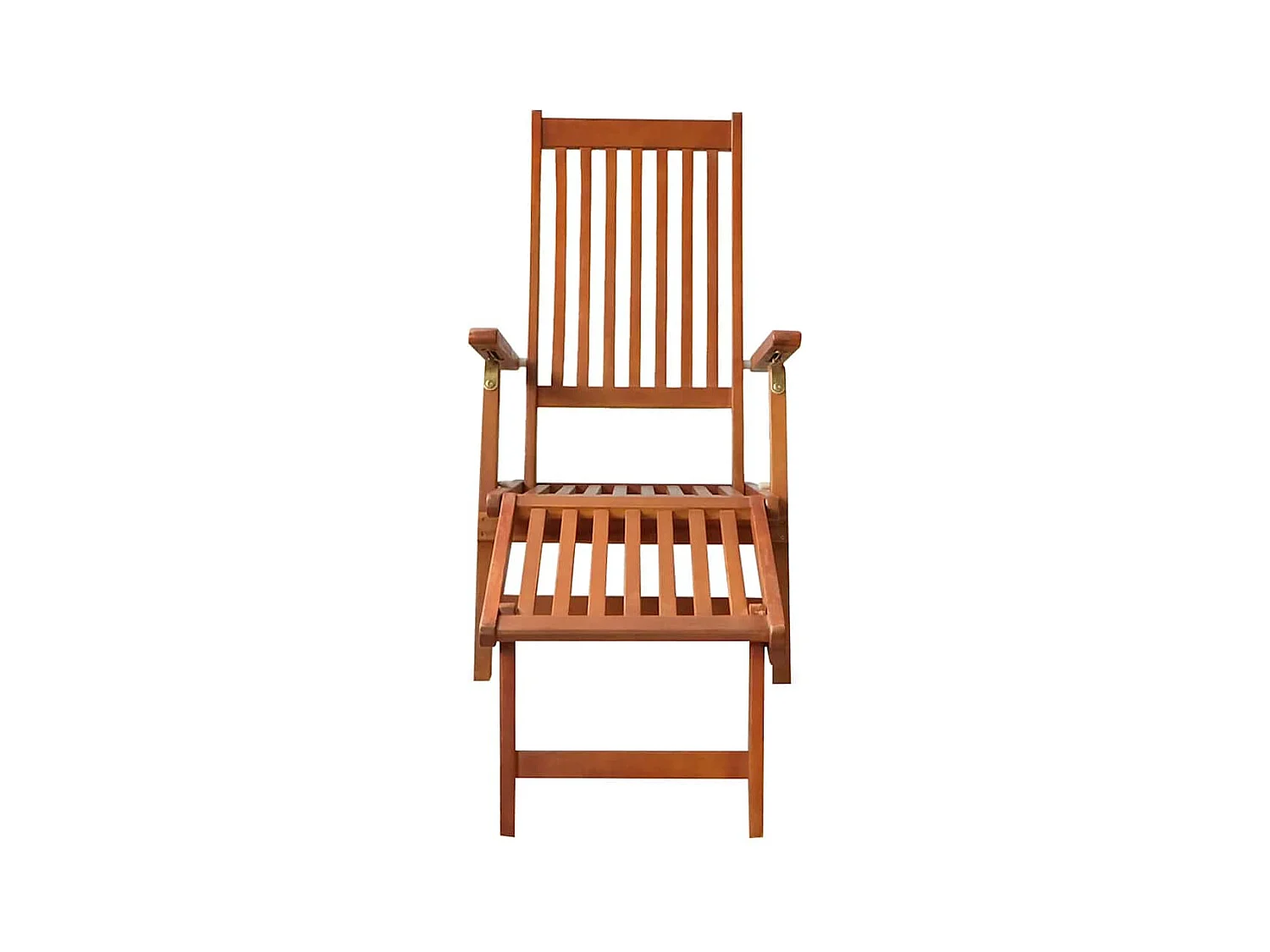 Chaise longue d'extérieur repose-pied et coussin Acacia solide