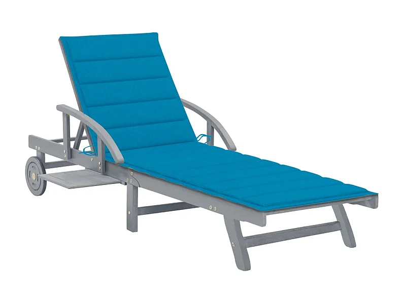Chaise longue de jardin avec coussin Bois d'acacia solide