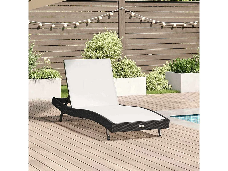 Chaise longue 1-personne Noir et Blanc 70 x 197 x 82 cm