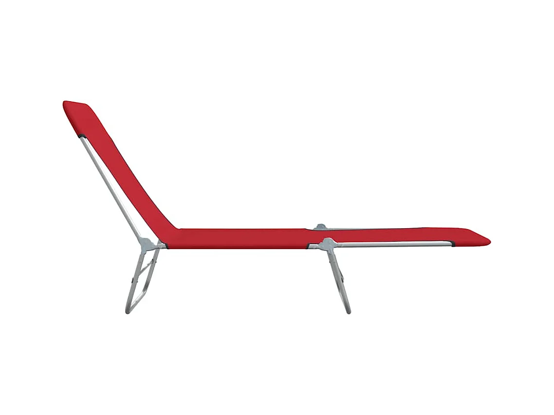 Juego de 2 tumbonas plegables de acero y tela roja