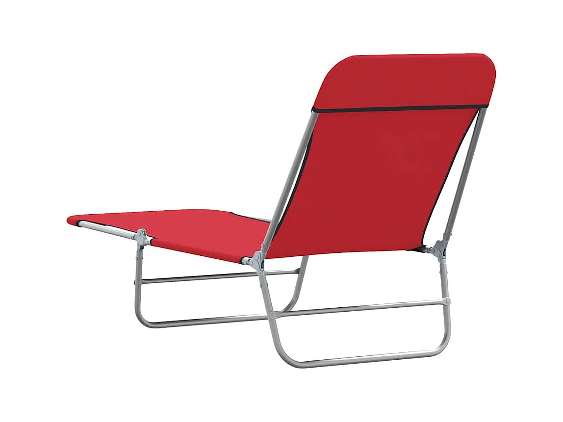 Juego de 2 tumbonas plegables de acero y tela roja