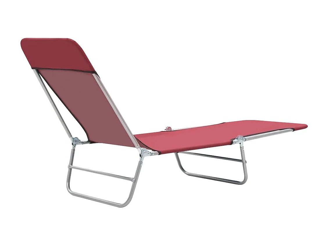 Juego de 2 tumbonas plegables de acero y tela roja