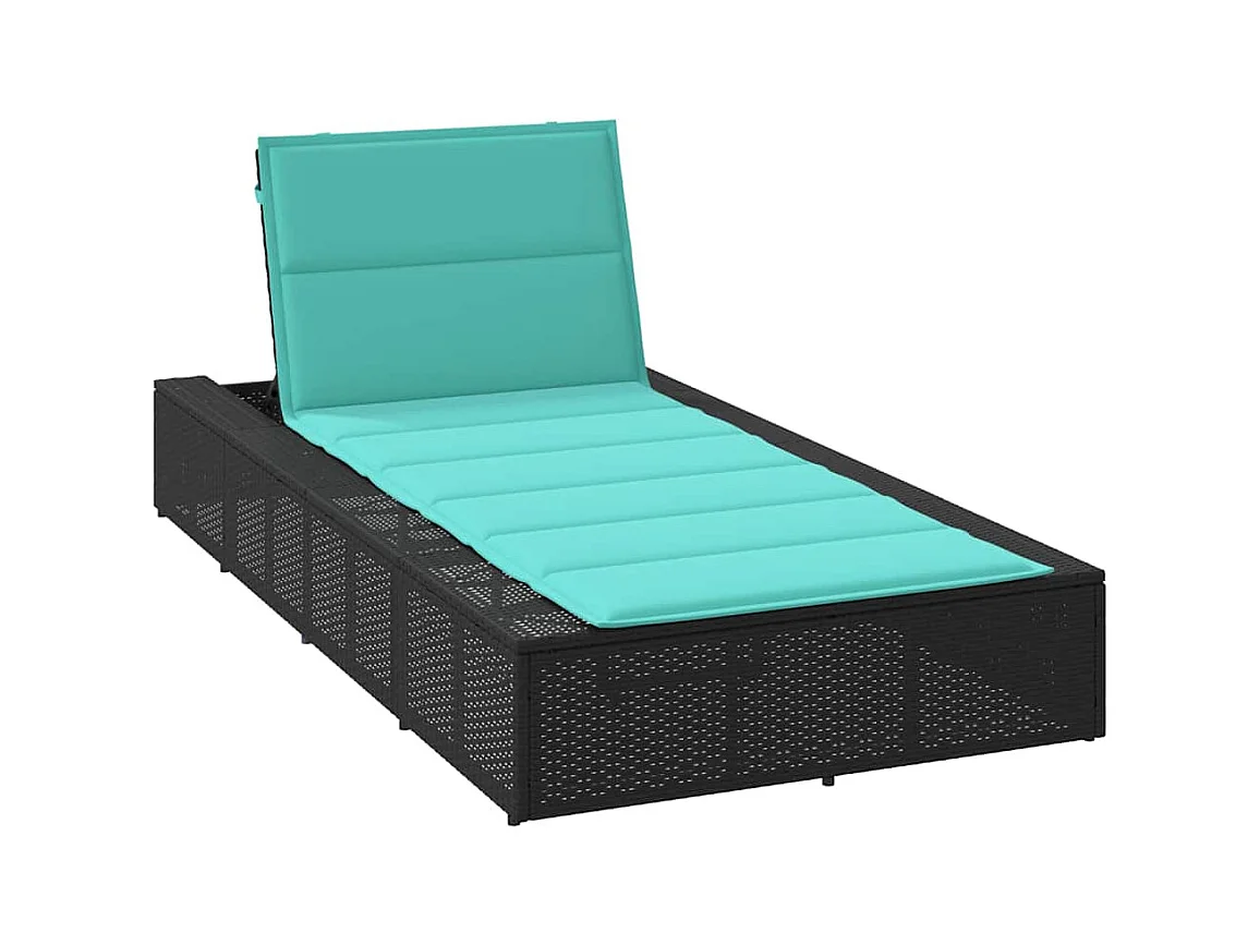 Sdraio con cuscino galleggiante nero in resina intrecciata