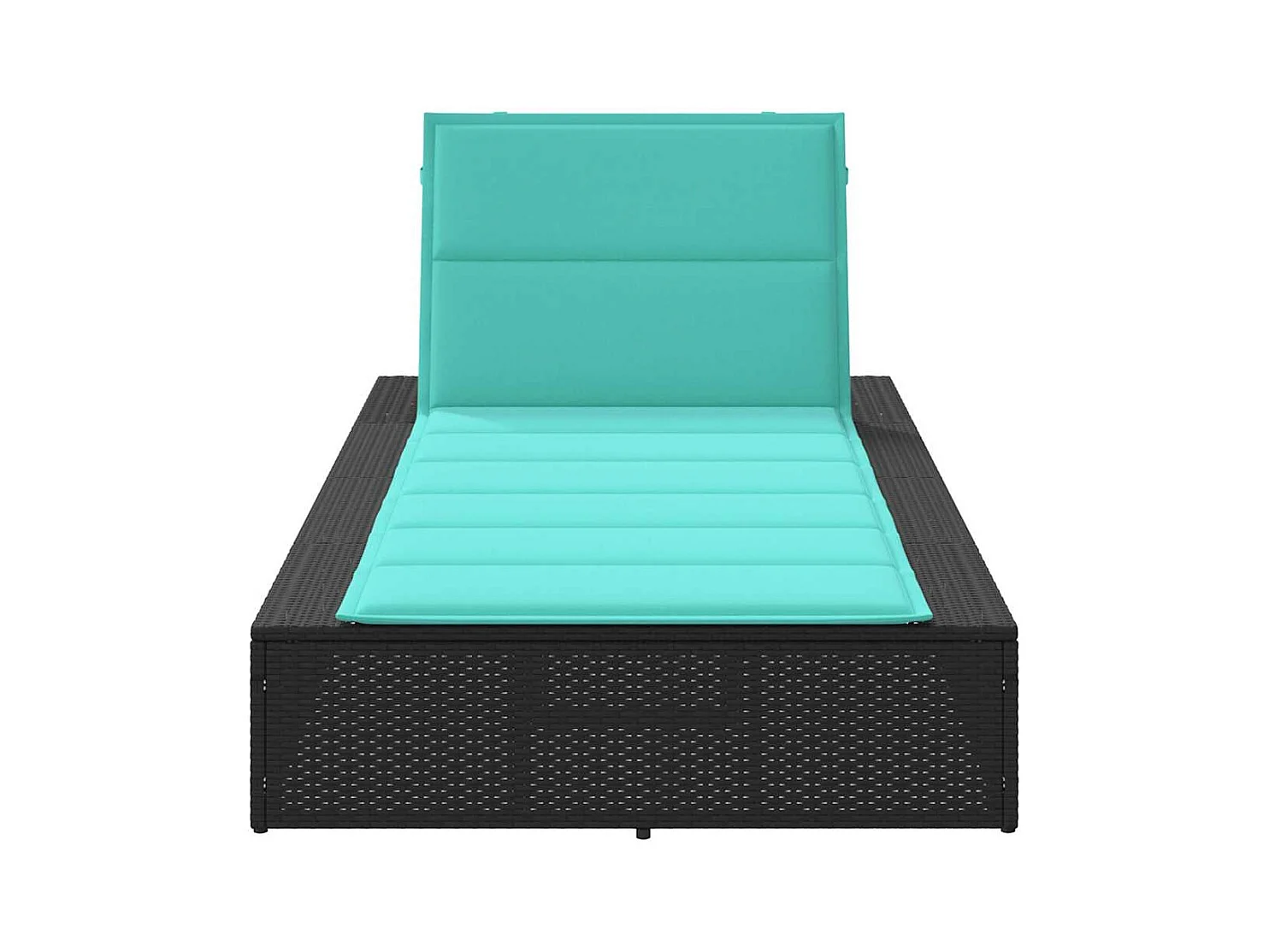 Sdraio con cuscino galleggiante nero in resina intrecciata