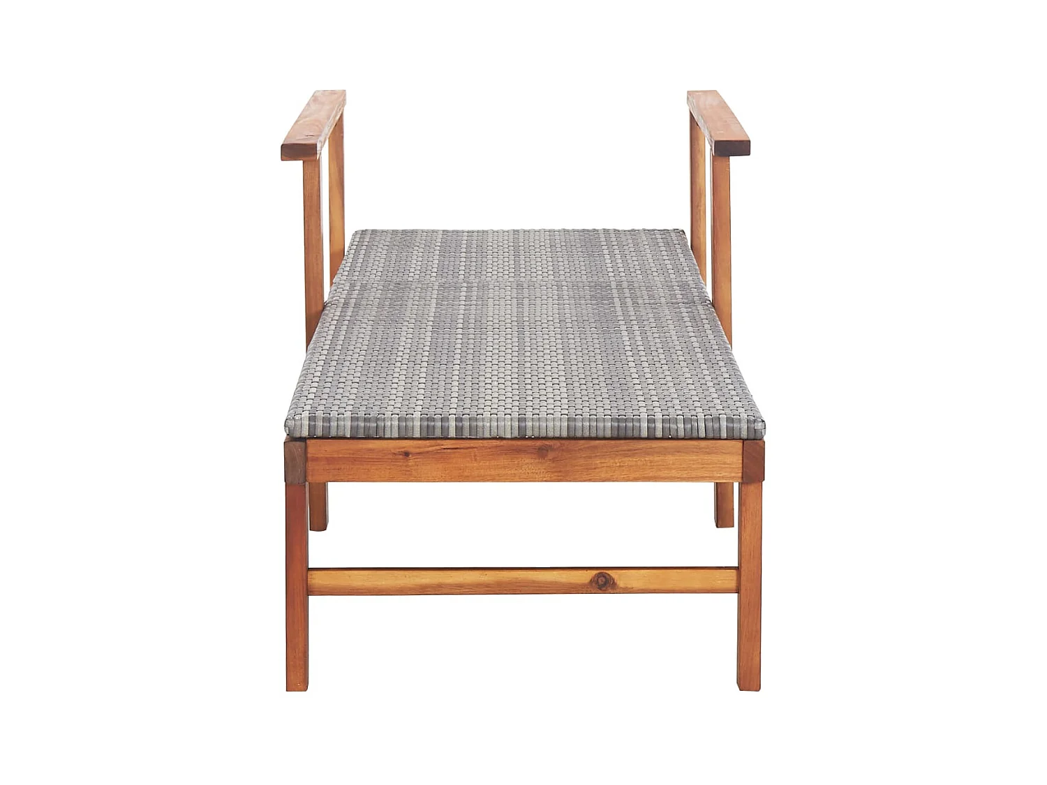 Chaise longue Résine tressée et bois d'acacia massif Gris