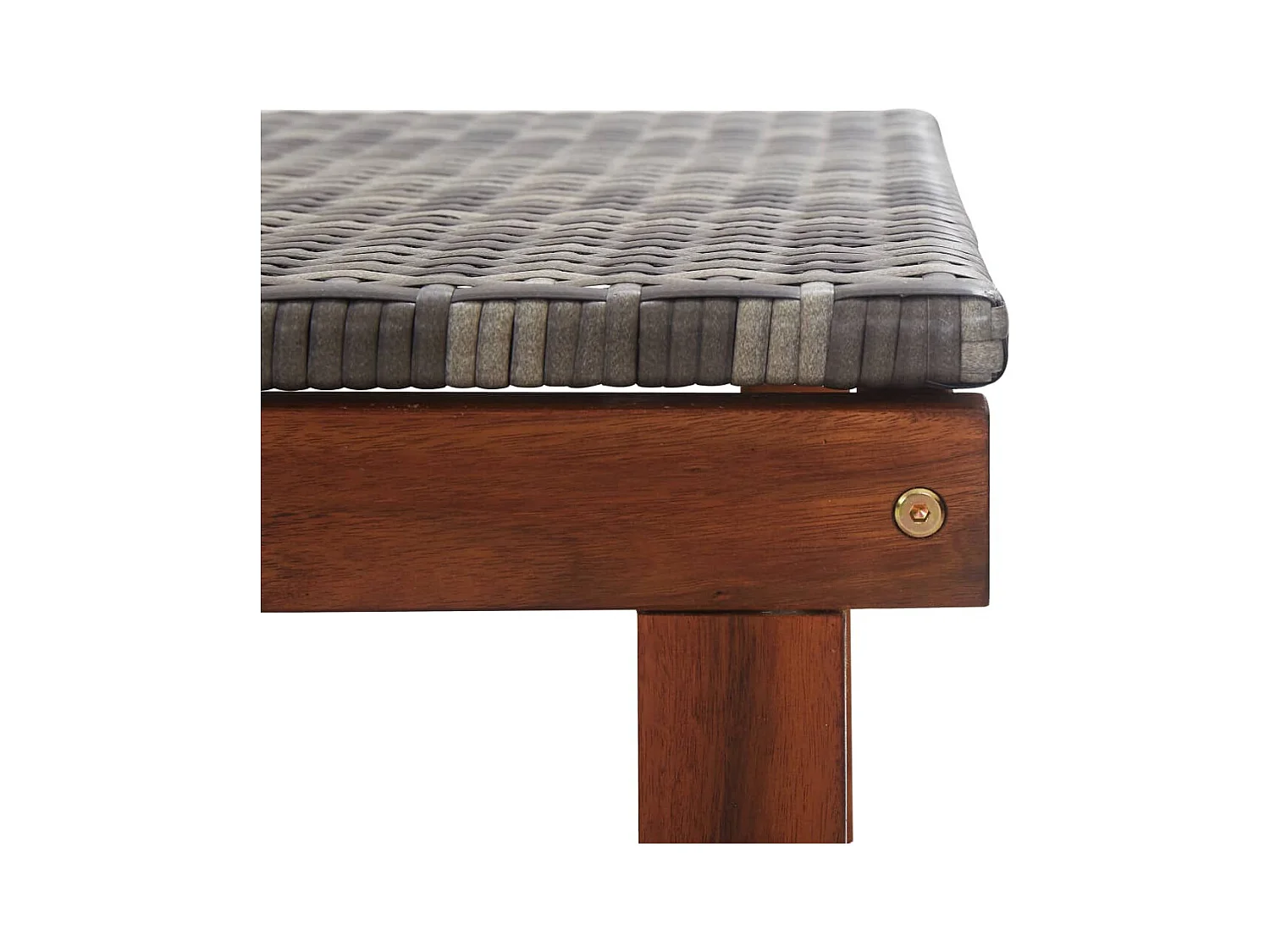 Chaise longue Résine tressée et bois d'acacia massif Gris