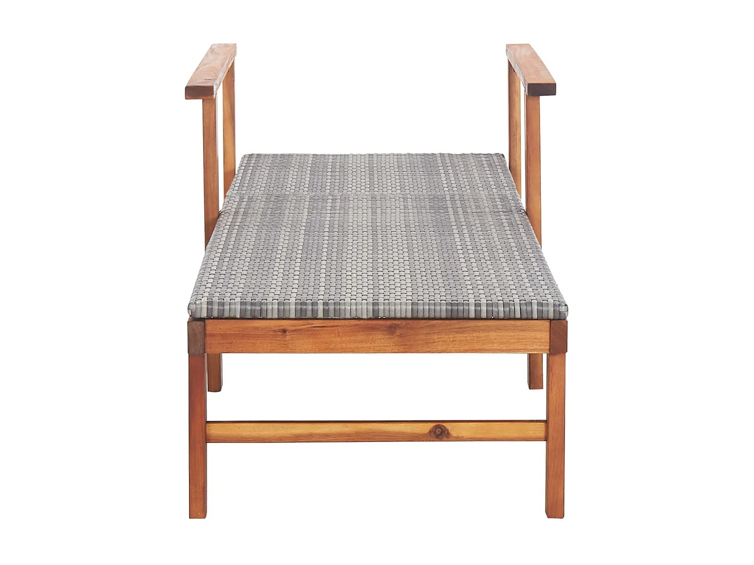 Chaise longue Résine tressée et bois d'acacia massif Gris