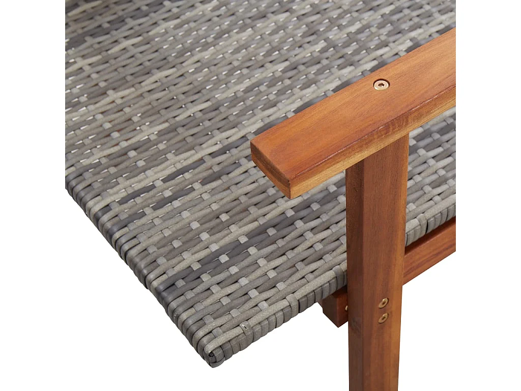 Chaise longue Résine tressée et bois d'acacia massif Gris