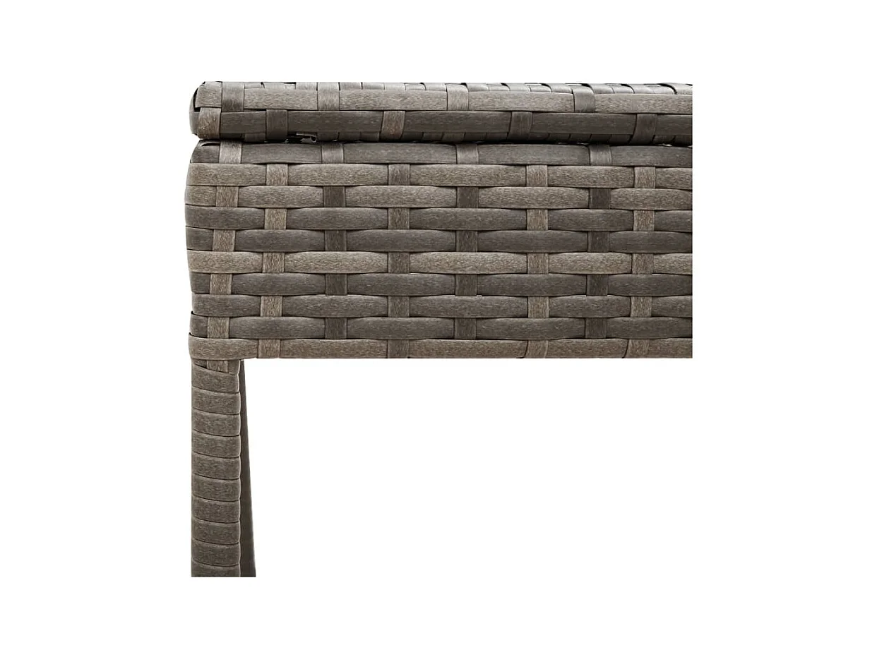 Chaise longue con mesa y cojín de resina tejida gris