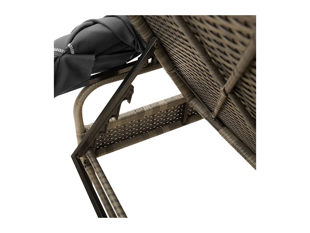 Loungestoel met luifel en tafel in grijs geweven hars