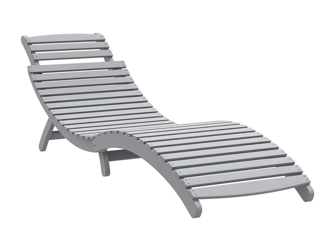 Chaise longue gris 184x55x64 cm bois massif d'acacia