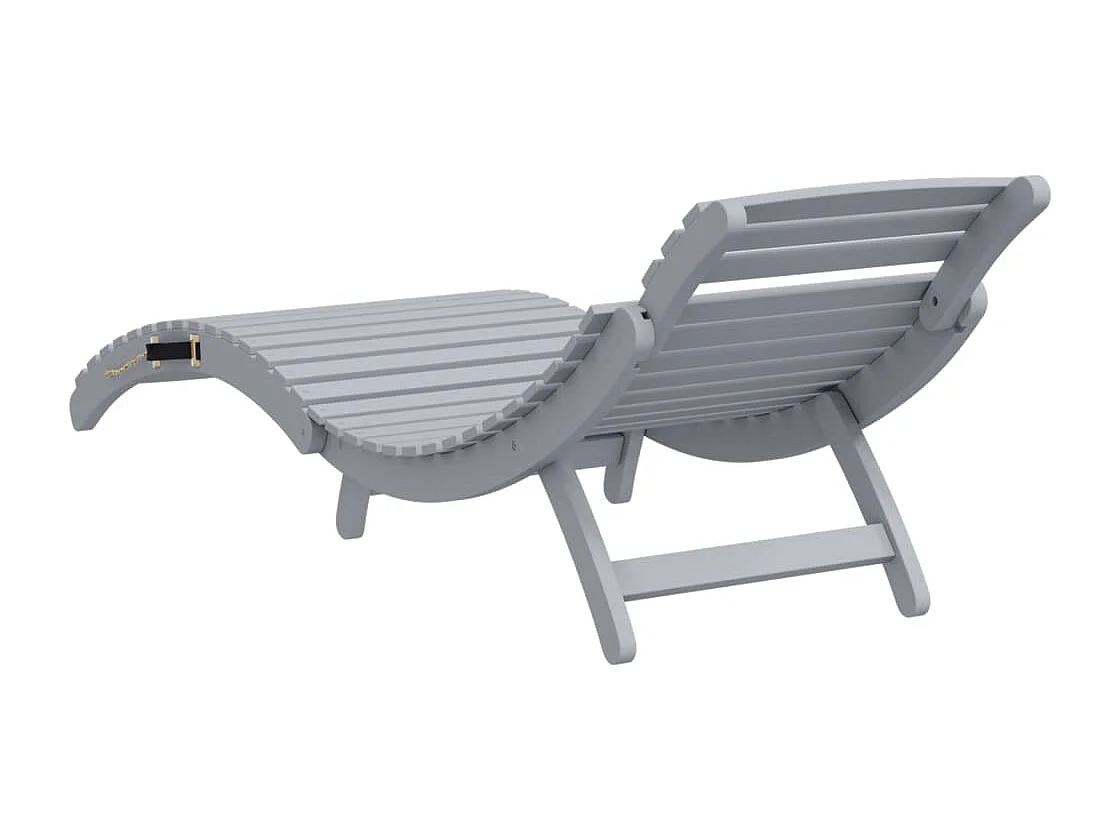 Chaise longue gris 184x55x64 cm bois massif d'acacia