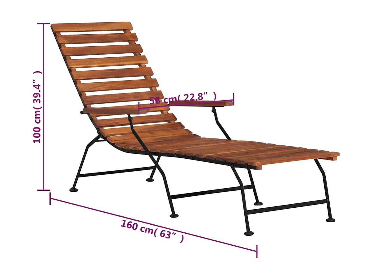 Chaise de terrasse d'extérieur Bois d'acacia solide