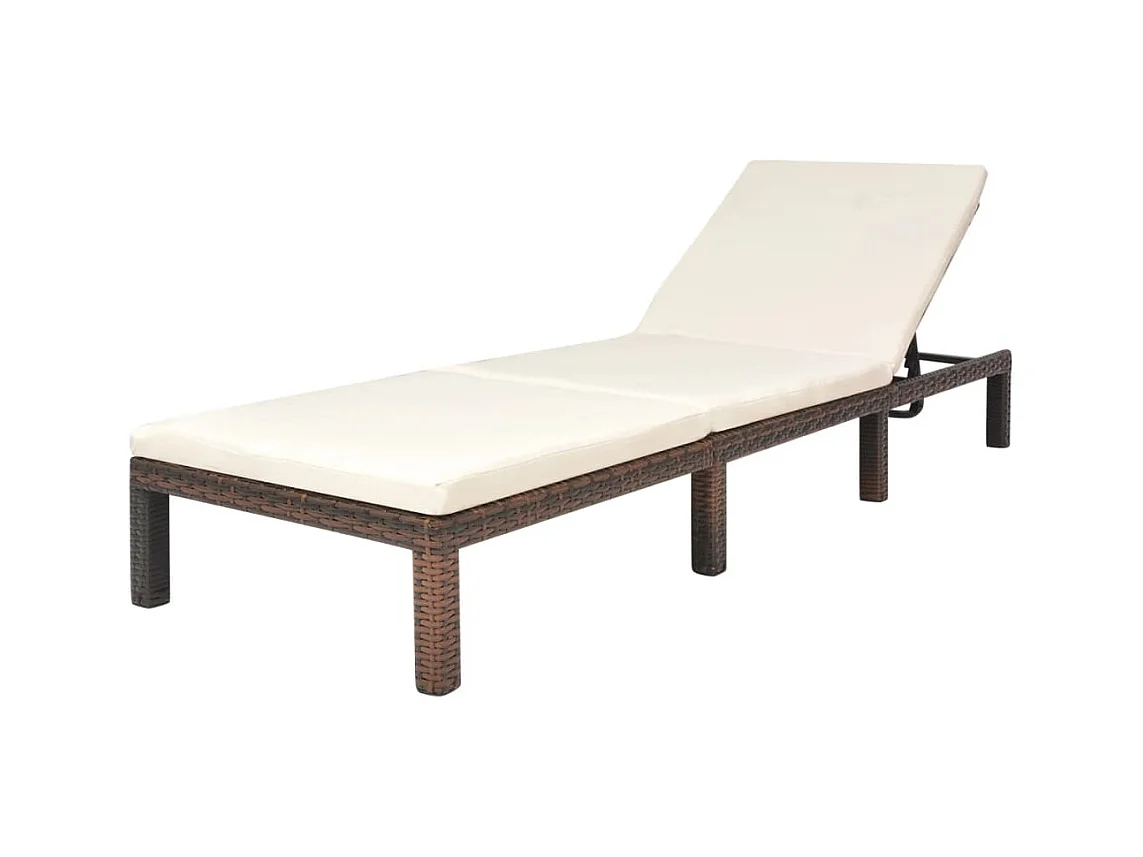 Chaise longue met kussen Bruin gevlochten hars