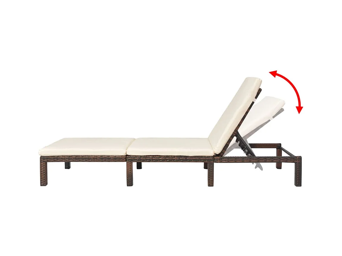 Chaise longue met kussen Bruin gevlochten hars