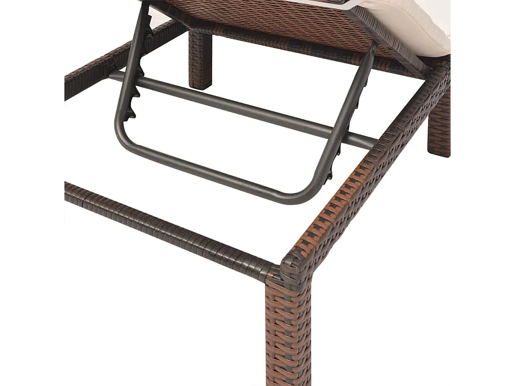 Chaise longue met kussen Bruin gevlochten hars