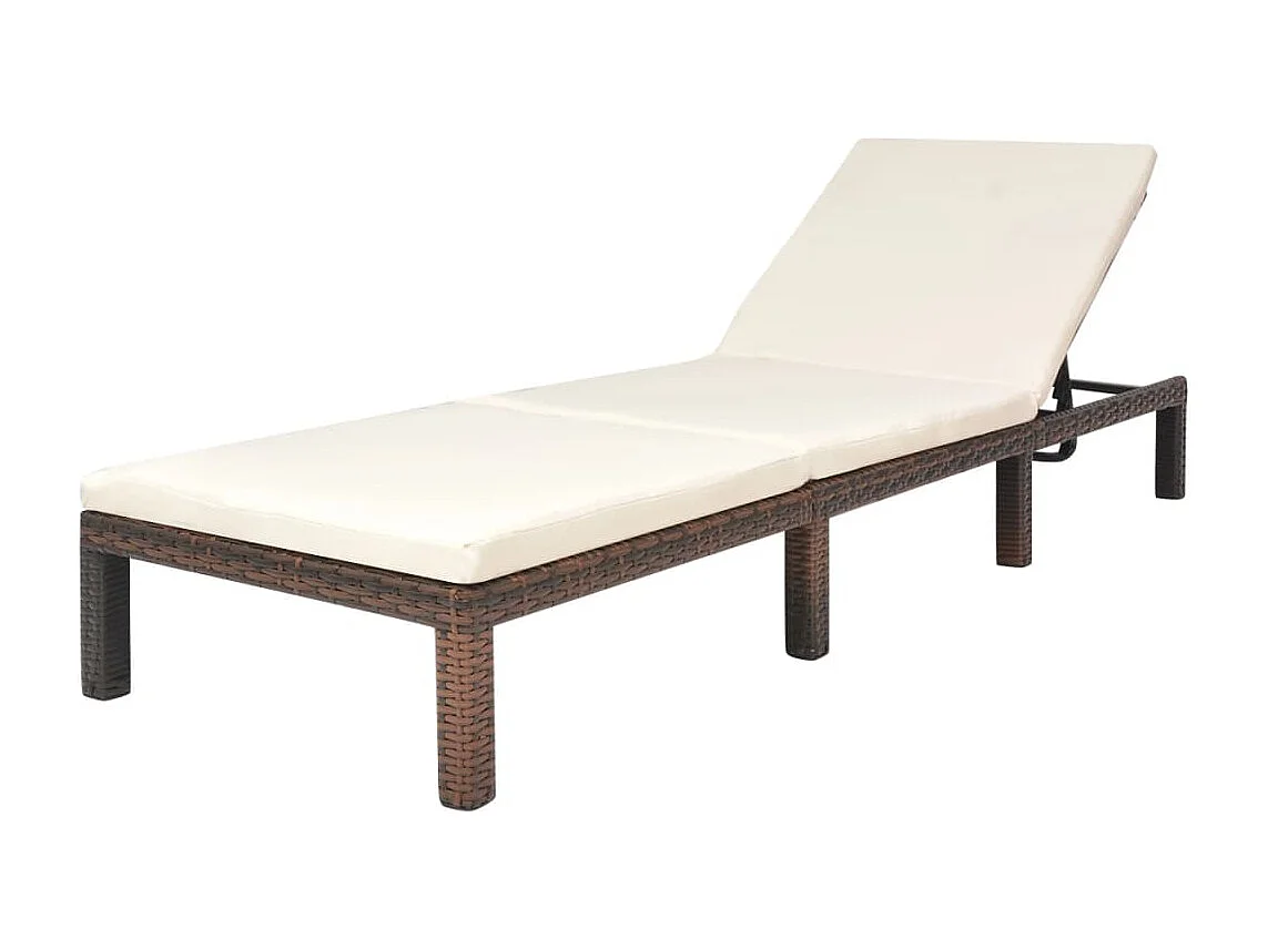 Chaise longue con cuscino Resina intrecciata marrone