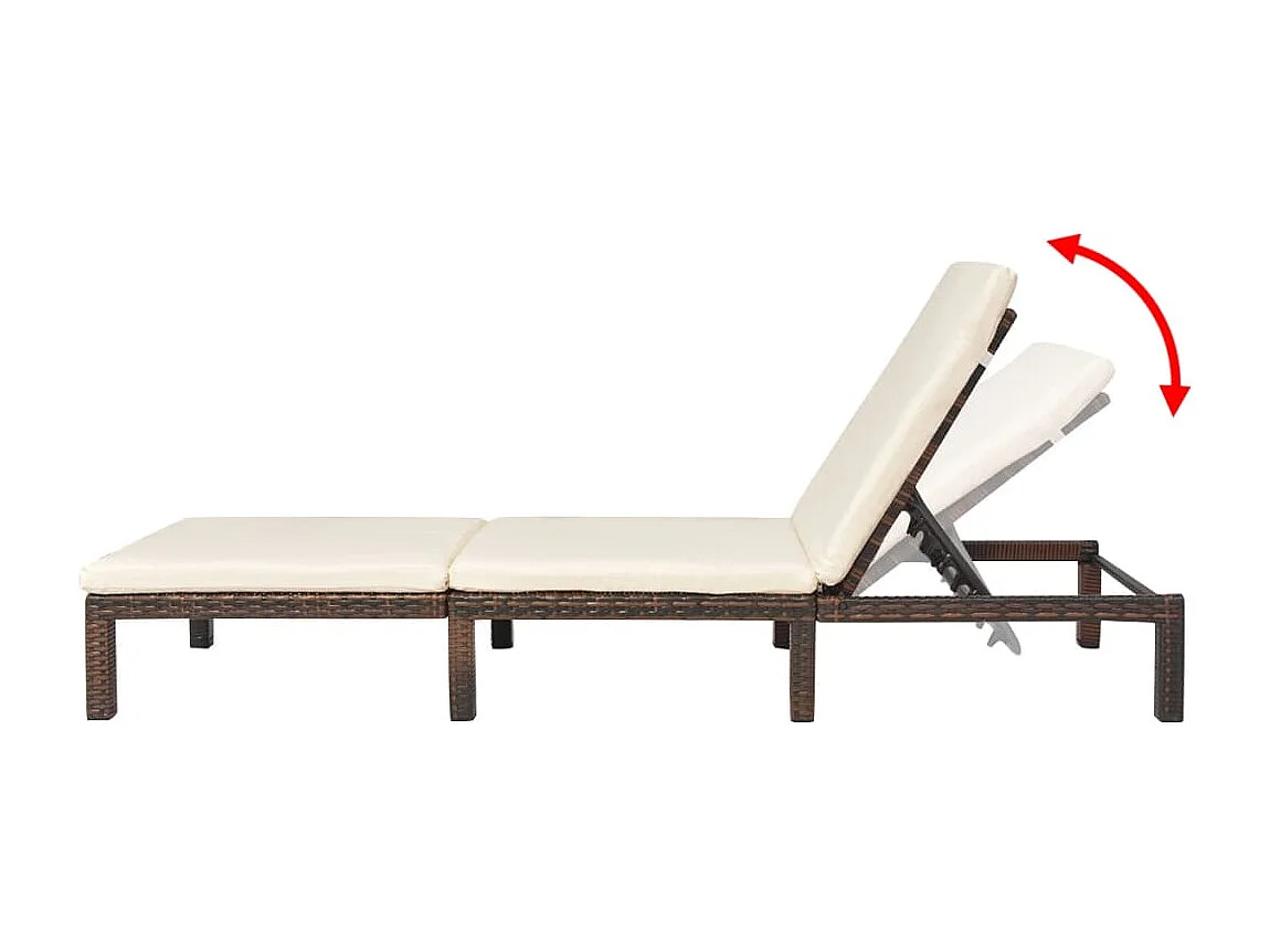 Chaise longue con cuscino Resina intrecciata marrone