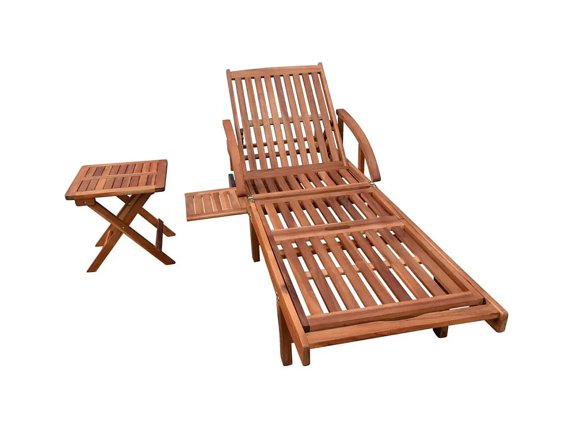 Loungestoel met tafel Massief acaciahout