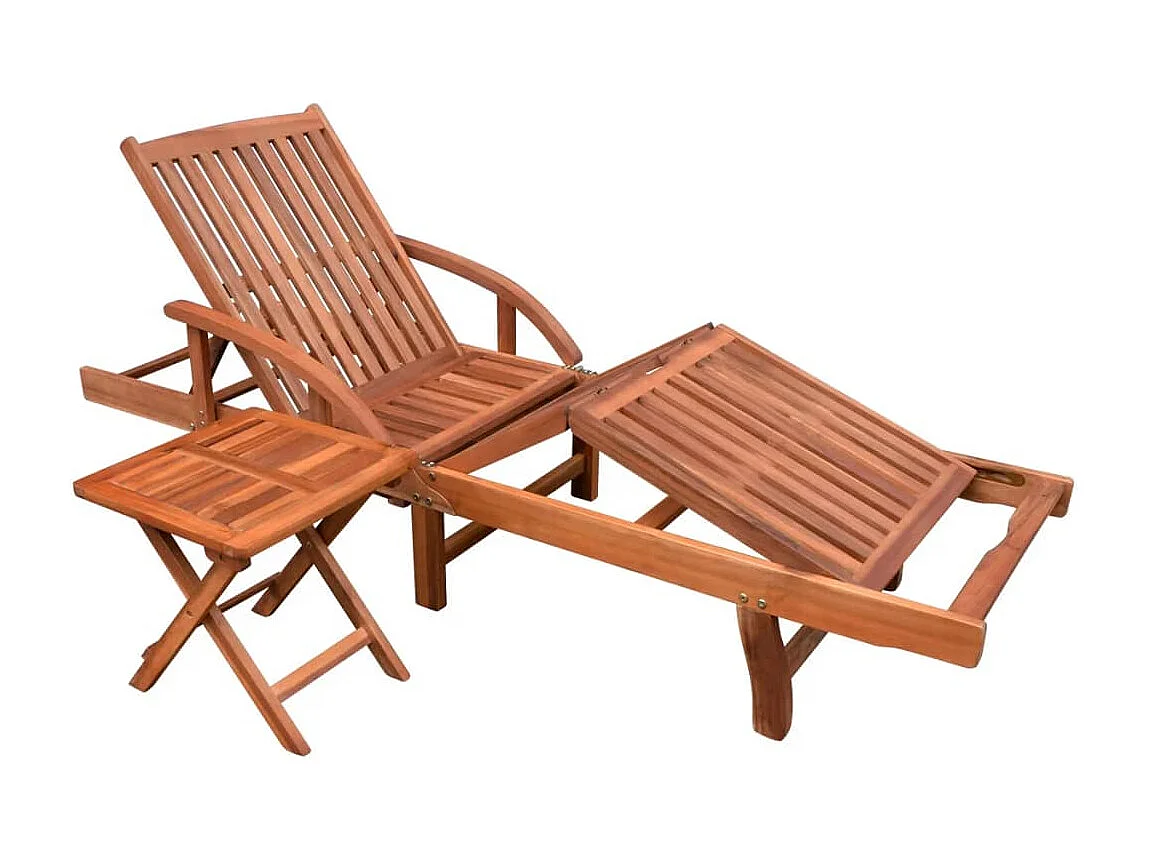 Poltrona con tavolo in legno massello di acacia