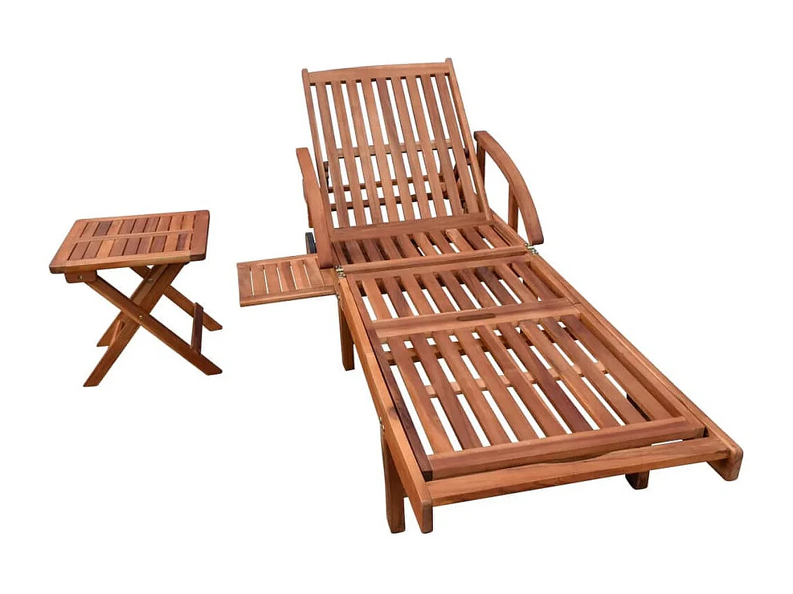 Poltrona con tavolo in legno massello di acacia