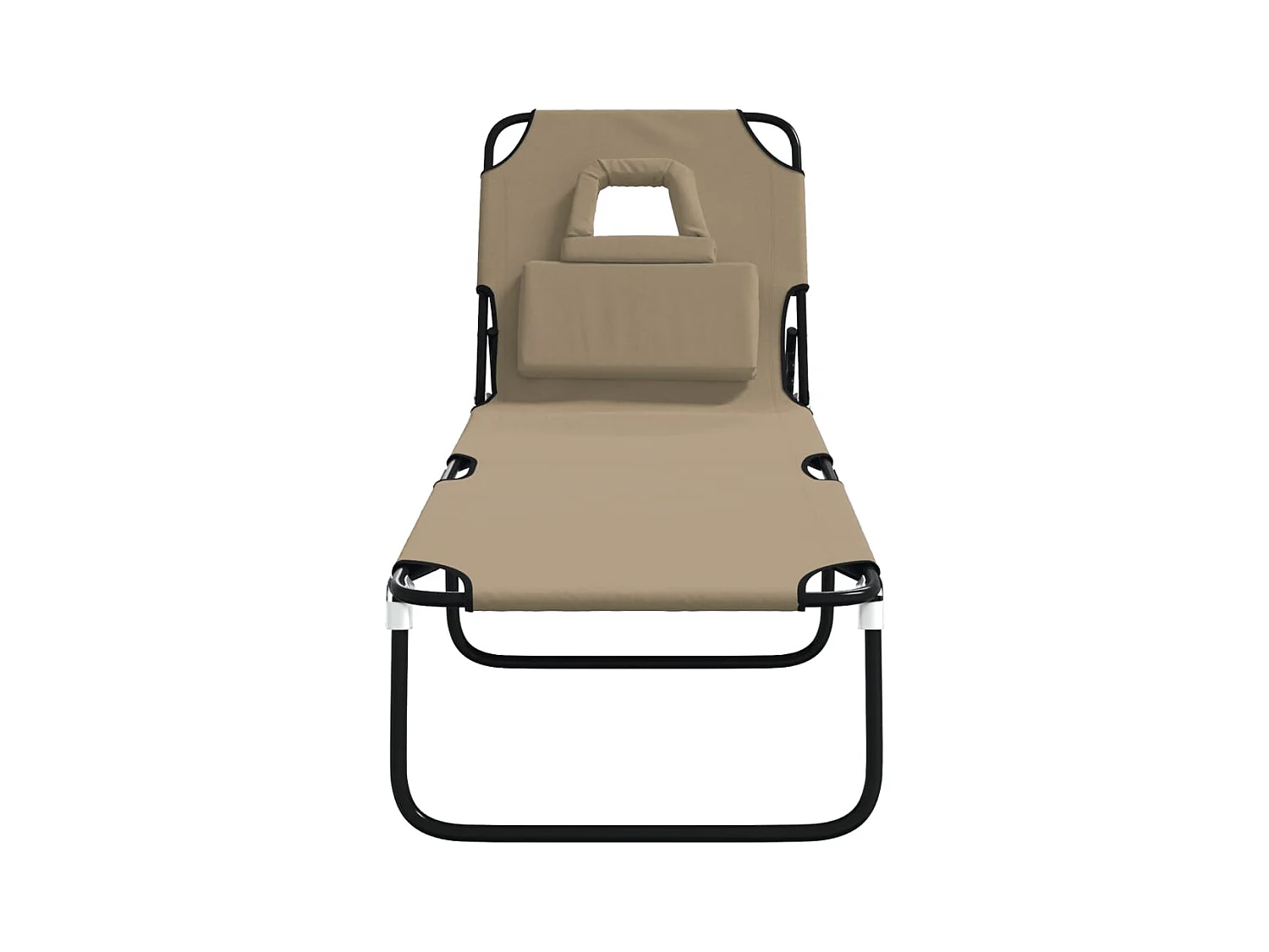 Opvouwbare loungestoel taupe oxford stof gepoedercoat staal