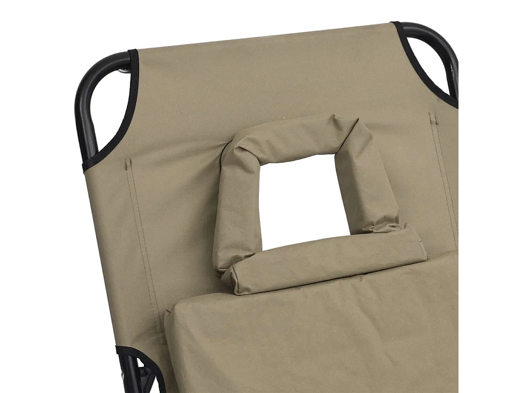 Opvouwbare loungestoel taupe oxford stof gepoedercoat staal