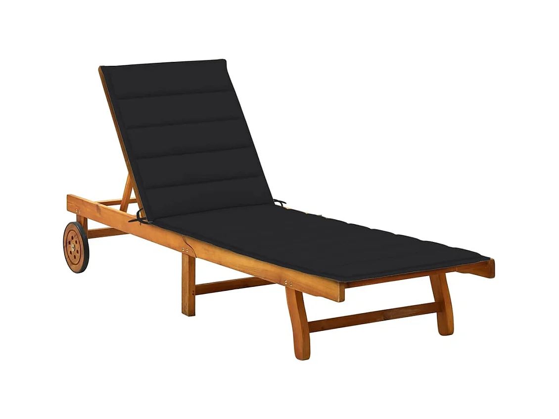 Chaise longue de jardin avec coussin Bois d'acacia solide