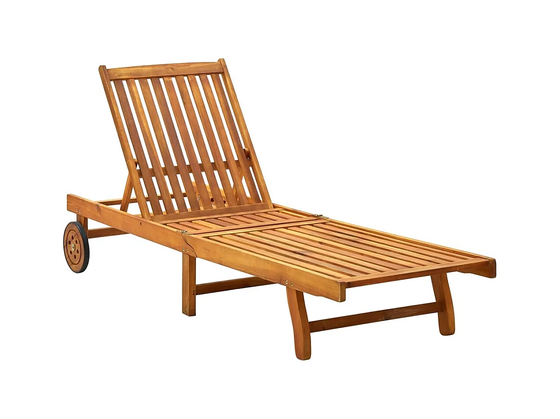 Chaise longue de jardin avec coussin Bois d'acacia solide