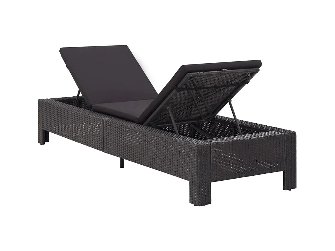 Transat avec coussin Noir Résine tressée