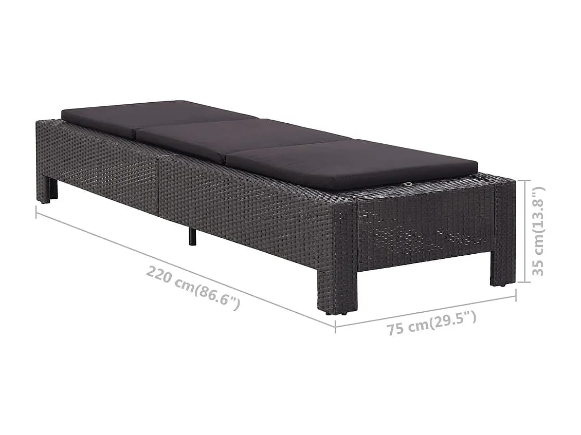 Transat avec coussin Noir Résine tressée