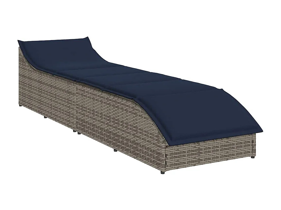 Sillón plegable con cojín y almacenaje en resina tejida color gris