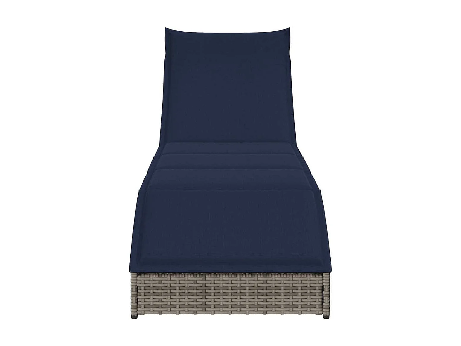 Sillón plegable con cojín y almacenaje en resina tejida color gris