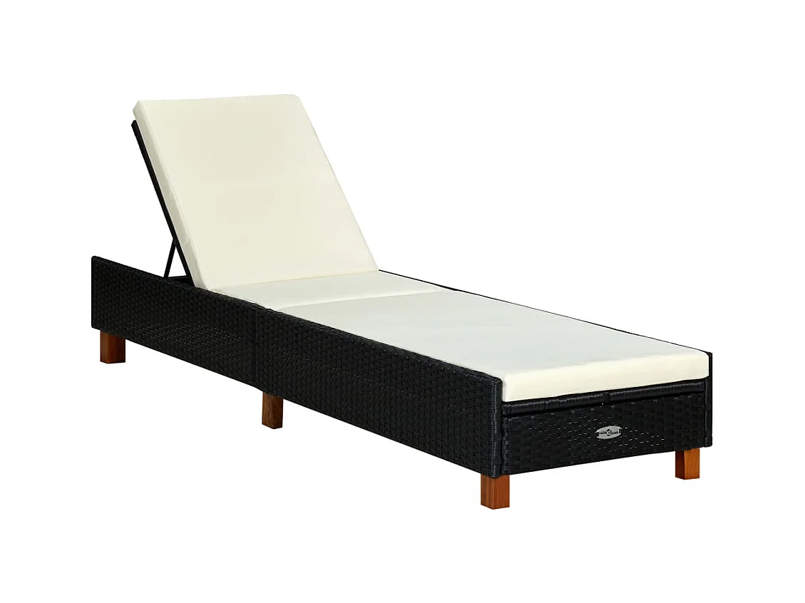 Transat avec coussin Résine tressée Noir