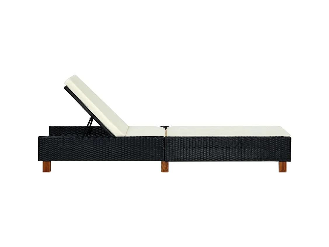 Transat avec coussin Résine tressée Noir