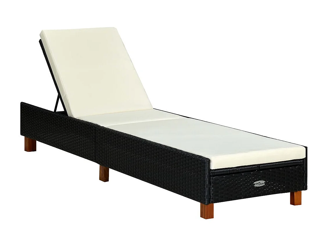 Transat avec coussin Résine tressée Noir