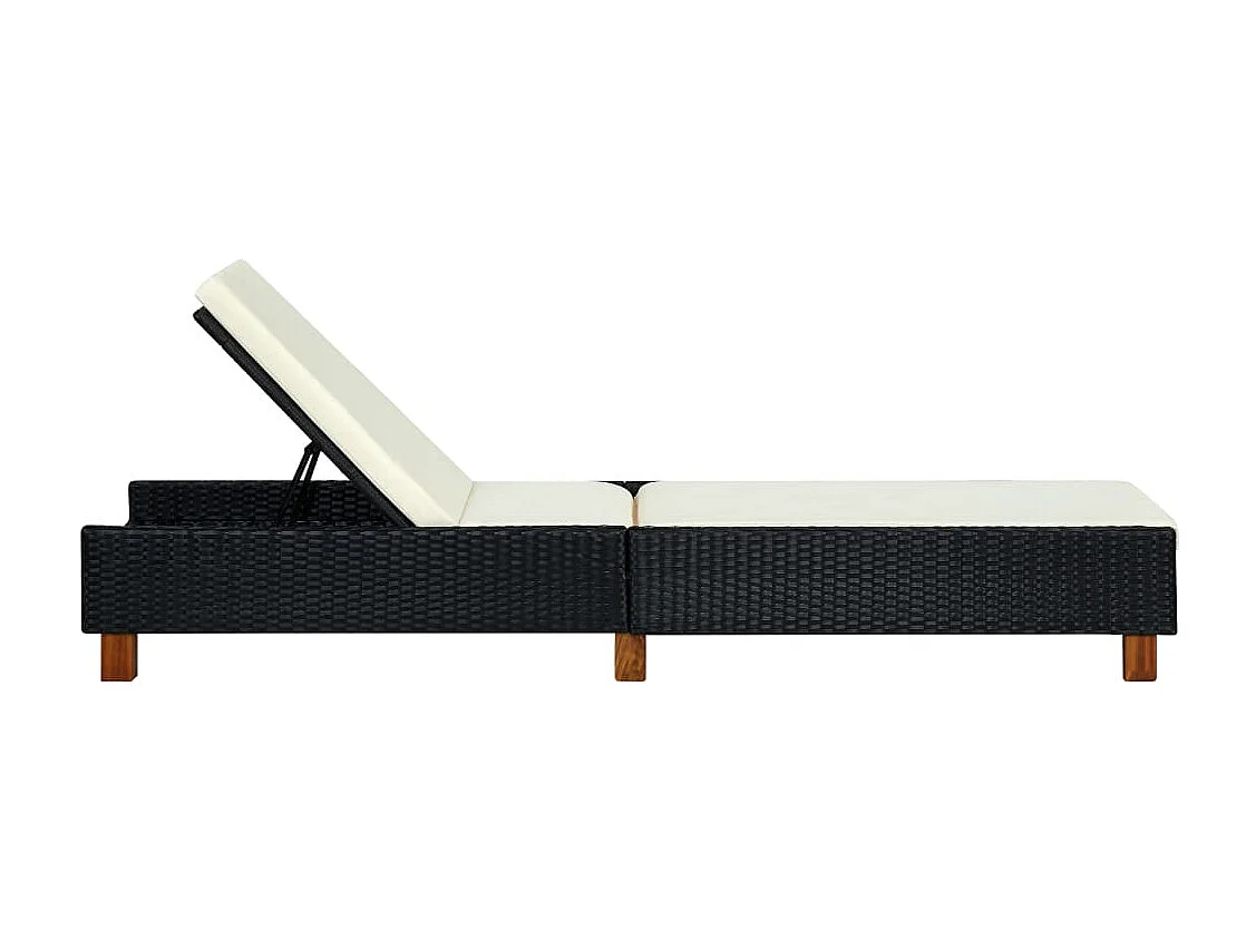 Transat avec coussin Résine tressée Noir