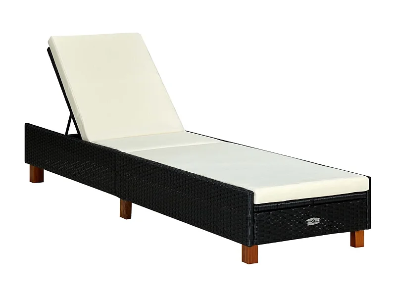 Transat avec coussin Résine tressée Noir