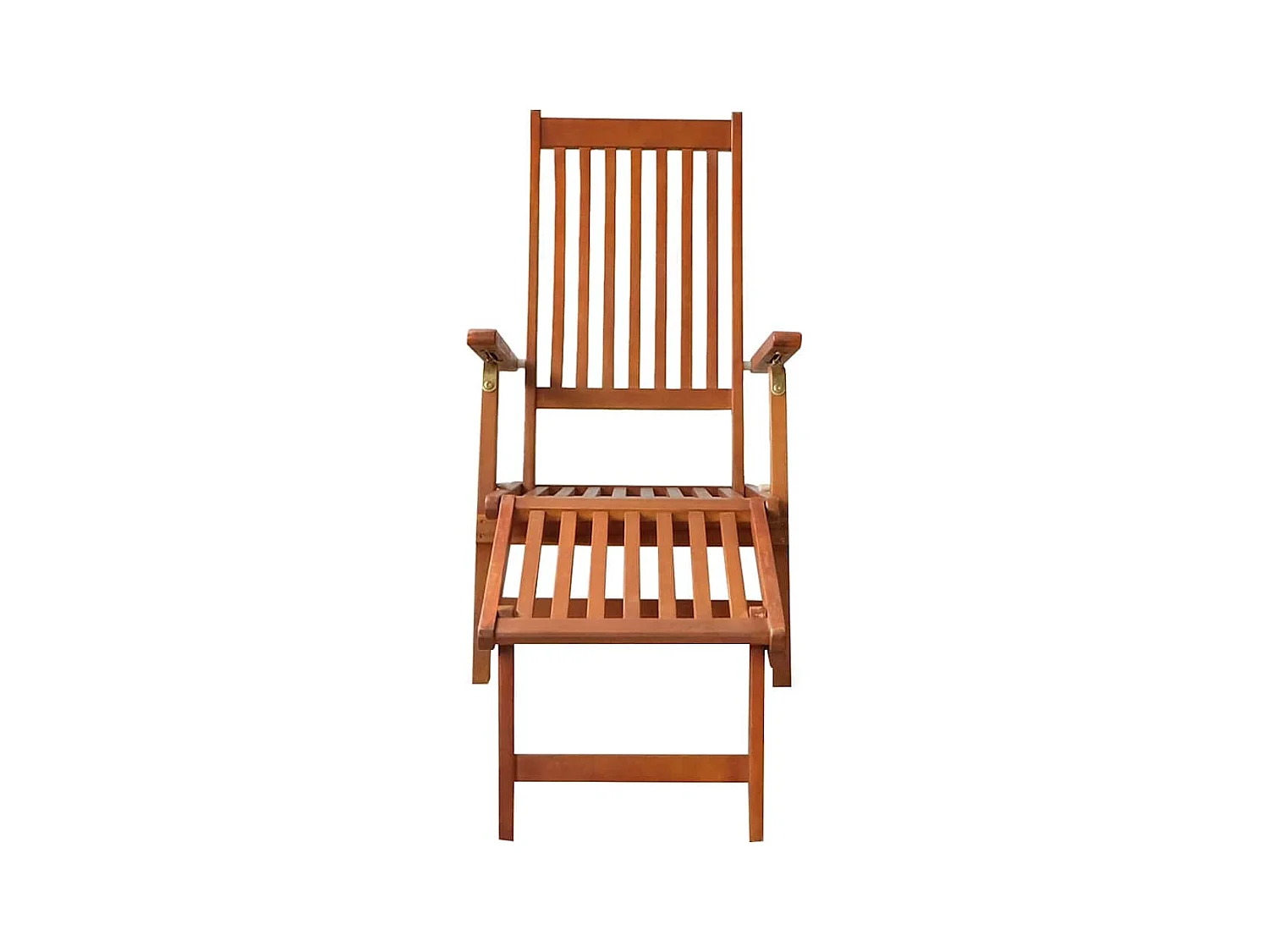 Chaise longue d'extérieur repose-pied et coussin Acacia solide