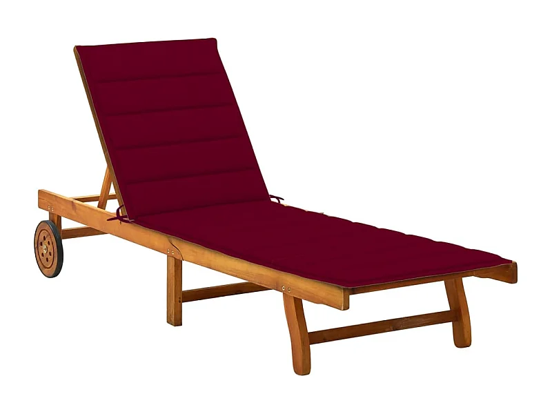 Chaise longue de jardin avec coussin Bois d'acacia solide