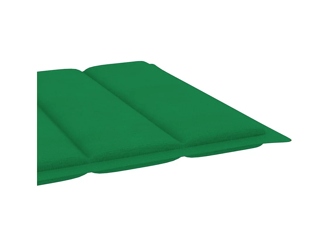 Chaises longues lot de 2 avec coussin vert Bois de teck solide