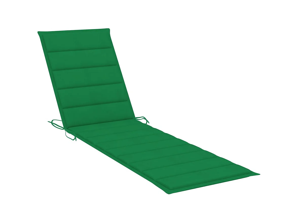Chaises longues lot de 2 avec coussin vert Bois de teck solide