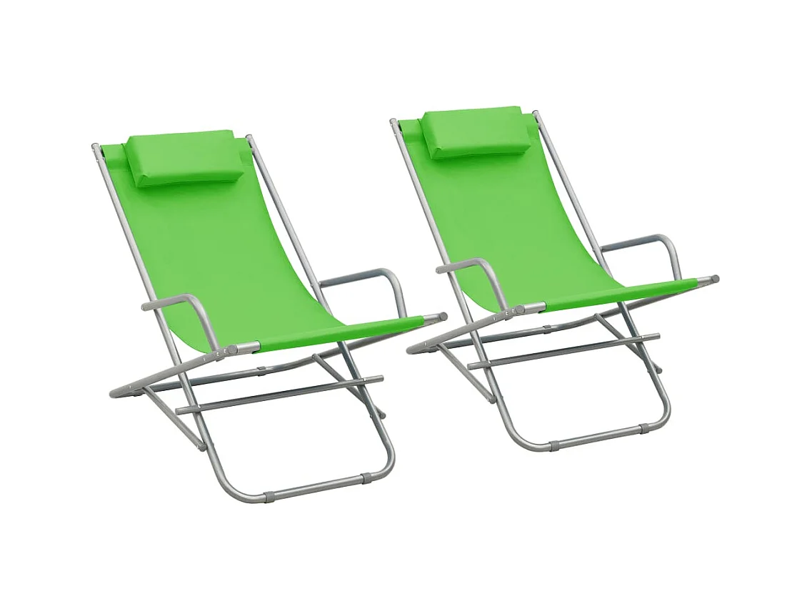 Chaises à bascule lot de 2 Acier Vert