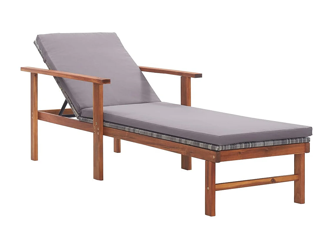 Sillón y cojín Resina tejida y madera de acacia Gris